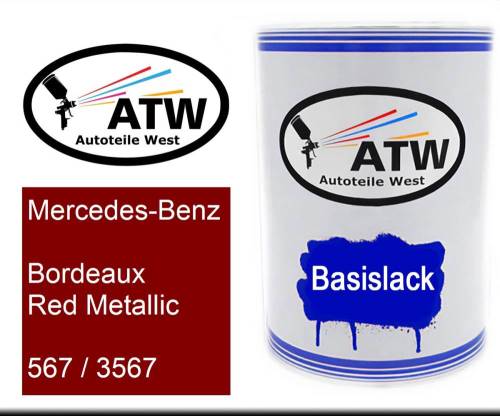 Mercedes-Benz, Bordeaux Red Metallic, 567 / 3567: 500ml Lackdose, von ATW Autoteile West.